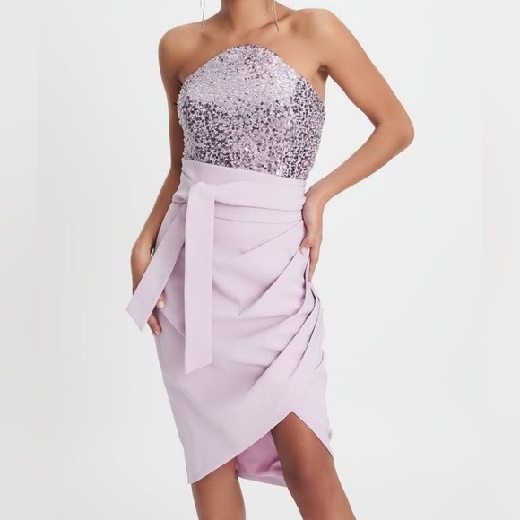 Lavish Alice: Sequin Bandeau Embellished Dress with BELT ๐ - Picture 3 of 14